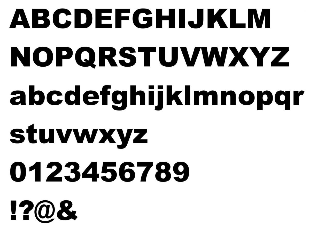 Bokstavsskylt ARIAL BLACK
