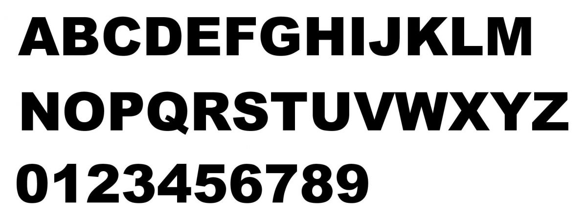 Hålbokstav i vit PVC ARIAL BLACK