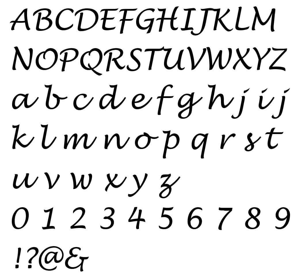 Metall bokstav färg LUCIDA HANDWRITING