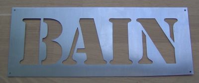 Deco stencil, metallbokstav zink BATH