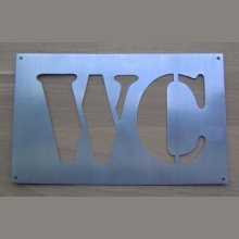 Stencil, metallbokstav zink WC